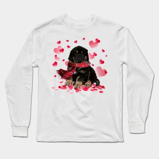 Tibetan Mastiff Hearts Love Happy Valentine's Day Long Sleeve T-Shirt